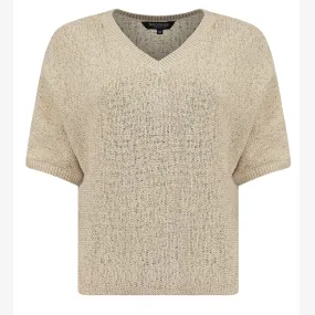 Bloomings trui korte mouw katoenmix beige