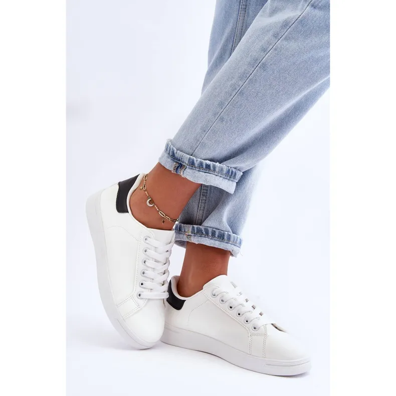 Dames klassieke sportschoenen wit en zwart Corrine
