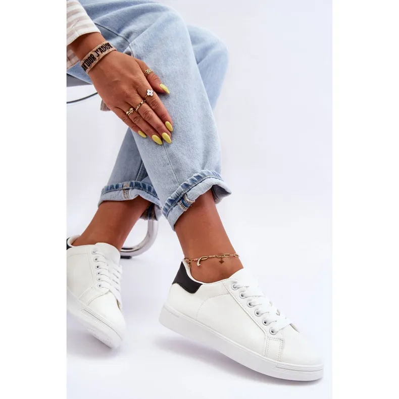 Dames klassieke sportschoenen wit en zwart Corrine