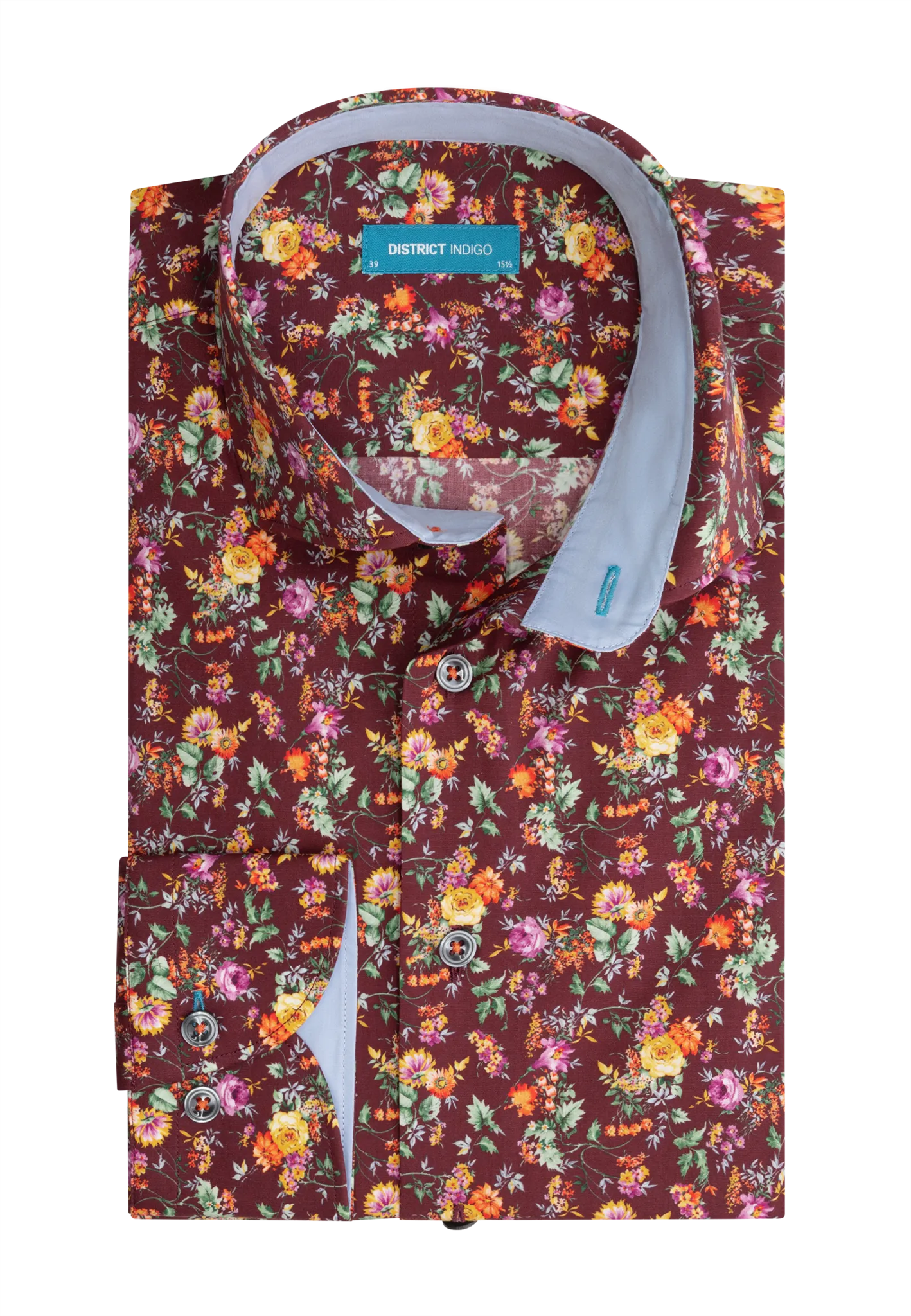 DISTRICT INDIGO OVERHEMD BORDEAUX PRINT EXTRA LONGSLEEVE (7.12.026.798  982)