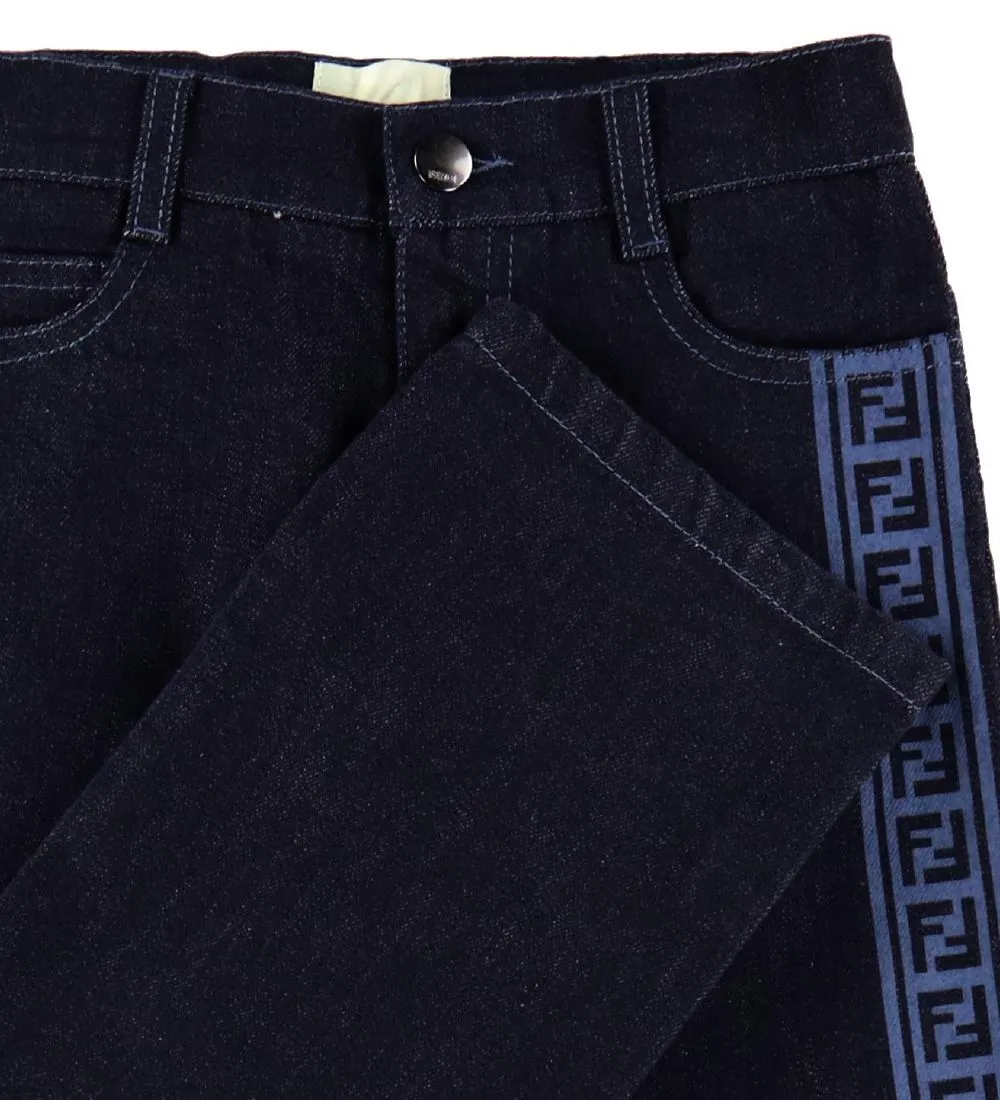 FENDI JEANS  DONKERBLAUW DENIM M. LOGOTAPE