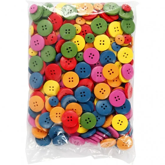 houten knopen multicolor 12 en 20 mm 360 stuks