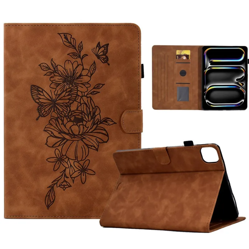 iPad Pro 11 (2024) Print Hoesje Bloemen en Vlinders