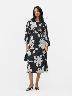 Midi-jurk met patroon en gedraaid detail