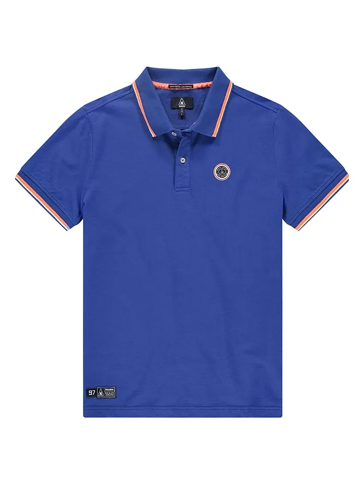 Poloshirt "Seaweed" blauw/oranje