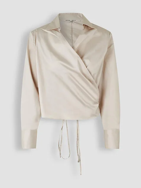 Second Female Milas, katoenmix overslag blouse