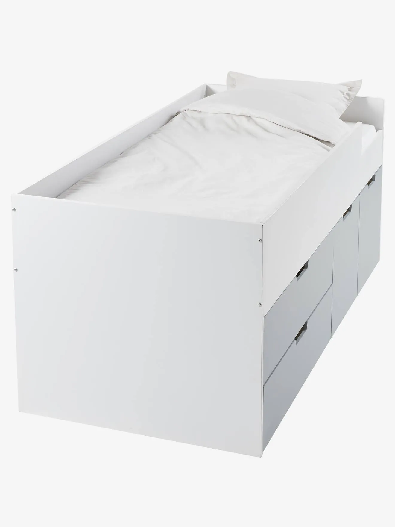 VERTBAUDET  HALFHOOG BED XL LIGNE PASSEPASSE  WIT  GRIJS