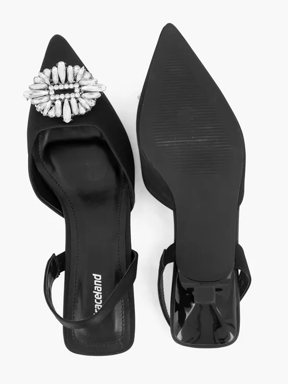 Zwarte slingback steentjes 
